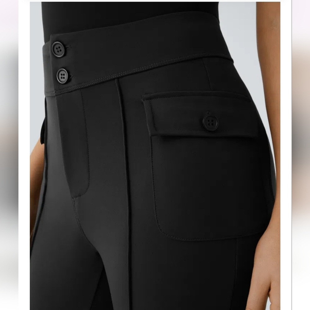 High-Waist Black Flare Pants with Front Seams - Picture 2 of 5